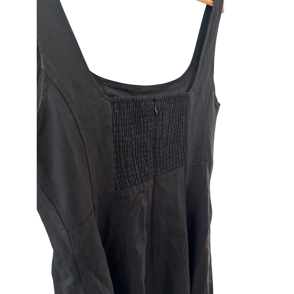 Madewell Plus‎ Seamed Square-Neck Midi Dress Smocked Back Black Pockets Size 14 - Picture 10 of 13
